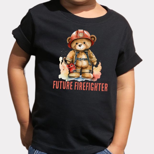 Future Firefighter Wasserfarbe Fireman Teddy Bear Kleinkind T-shirt (Von Creator hochgeladen)
