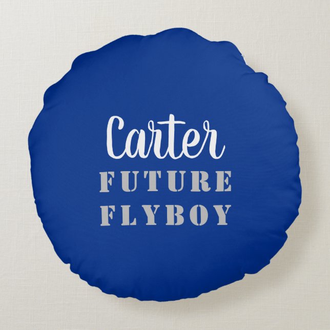Future Flyboy Militär Personalisiertes Rundkissen Rundes Kissen (Rückseite)