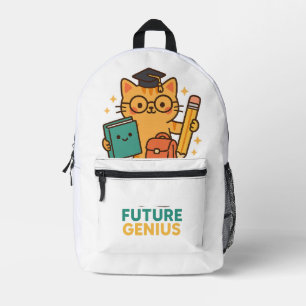 Future Genius - Niedliche Katze mit Essentials Bedruckter Rucksack