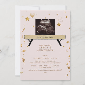 Future Gymnast Ultrasound Blush Baby Dusche Einladung
