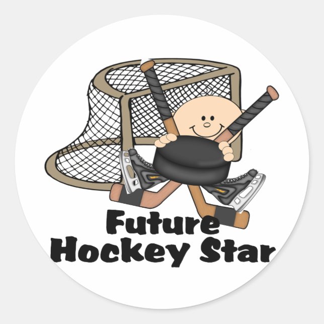 Future Hockey Star Runder Aufkleber (Vorderseite)