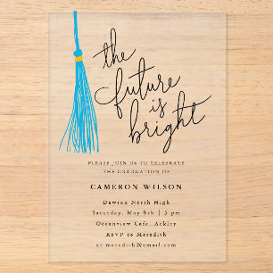 Future is Bright Sky Blue Tassel Graduation Party Acryleinladungen