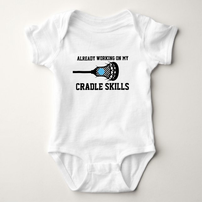 Future Lacrosse Player Funny Cradle Skills Boy Baby Strampler (Vorderseite)