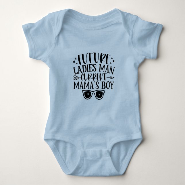 Future Ladys Man Current Mamas Boy Baby Strampler (Vorderseite)