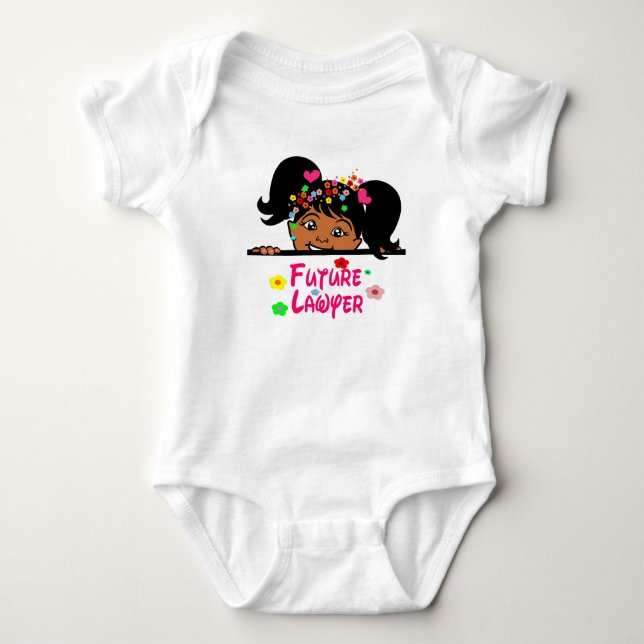 Future Lawyer Afro Baby Girl Baby Strampler (Vorderseite)