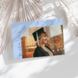Future Looks Bright Icy Blue Curved Photo Ankündigung<br><div class="desc">Modern and whimsical graduation announcement photo card featuring a photo on the front and 1 on the back. The text says "the future looks bright" in quirky hand writing. Add the graduate's name,  information,  and message to personalize this card. Icy blue.</div>