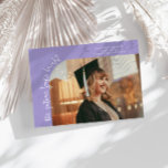 Future Looks Bright Lilac Curved Photo Ankündigung<br><div class="desc">Modern and whimsical graduation announcement photo card featuring a photo on the front and 1 on the back. The text says "the future looks bright" in quirky hand writing. Add the graduate's name,  information,  and message to personalize this card. Lilac.</div>