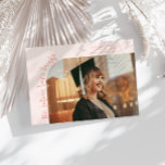 Future Looks Bright Peach Curved Photo Ankündigung<br><div class="desc">Modern and whimsical graduation announcement photo card featuring a photo on the front and 1 on the back. The text says "the future looks bright" in quirky hand writing. Add the graduate's name,  information,  and message to personalize this card. Peach.</div>