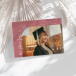 Future Looks Bright Pink Curved Photo Ankündigung<br><div class="desc">Modern and whimsical graduation announcement photo card featuring a photo on the front and 1 on the back. The text says "the future looks bright" in quirky hand writing. Add the graduate's name,  information,  and message to personalize this card. Pink.</div>