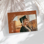 Future Looks Bright Terracotta Curved Photo Ankündigung<br><div class="desc">Modern and whimsical graduation announcement photo card featuring a photo on the front and 1 on the back. The text says "the future looks bright" in quirky hand writing. Add the graduate's name,  information,  and message to personalize this card. Terracotta.</div>
