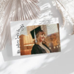 Future Looks Bright White Curved Photo Ankündigung<br><div class="desc">Modern and whimsical graduation announcement photo card featuring a photo on the front and 1 on the back. The text says "the future looks bright" in quirky hand writing. Add the graduate's name,  information,  and message to personalize this card. White.</div>