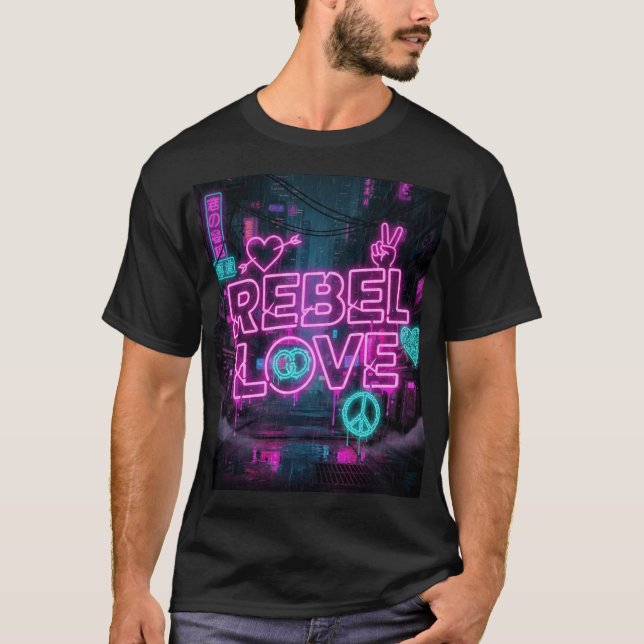 Future Love Riot – Neon Romance Street Art T-Shirt (Vorderseite)