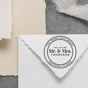 Future Mr. and Mrs Round Wedding Rücksendeadresse Permastempel