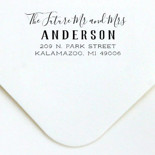 Future Mr. and Mrs. Script Wedding Rücksendeadress Permastempel