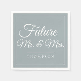 Future Mr & Mrs Engagement Party Dusty Blue Paper Serviette
