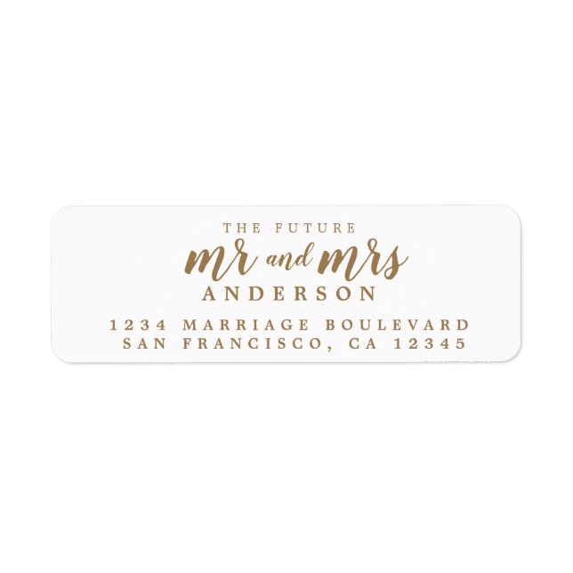 Future Mr. Mrs. Gold Ink Script Rücksendeadresse (Vorne)