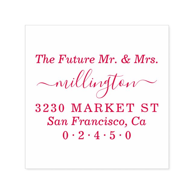 Future Mr. & Mrs. Script Wedding Rücksendeadresse Permastempel (Design)
