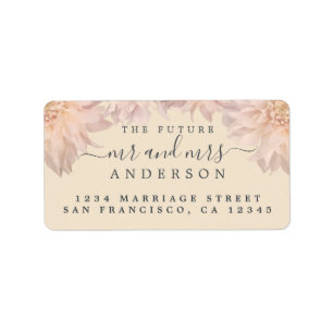 Future Mr Pink Floral Dahlia Wedding Address Adressaufkleber