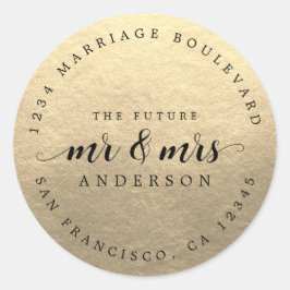 Future Mr. Script Champagne Gold Rücksendeadresse Runder Aufkleber