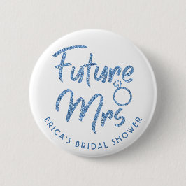 Future Mrs Brautparty Blue Glitzer Button