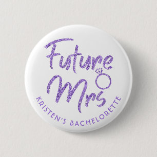 Future Mrs Brautparty Violet Glitzer Button