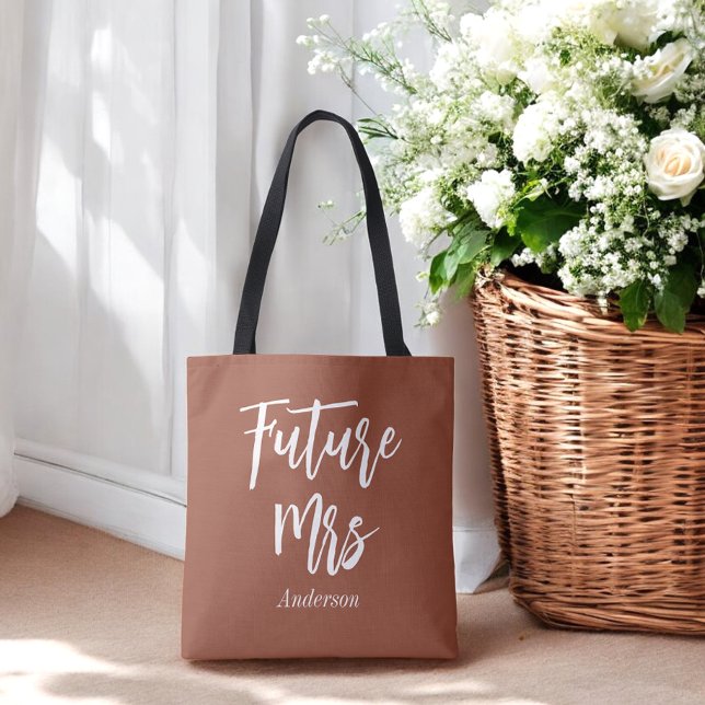 Future Mrs Bride Terracotta Brown Wedding Tasche (Von Creator hochgeladen)