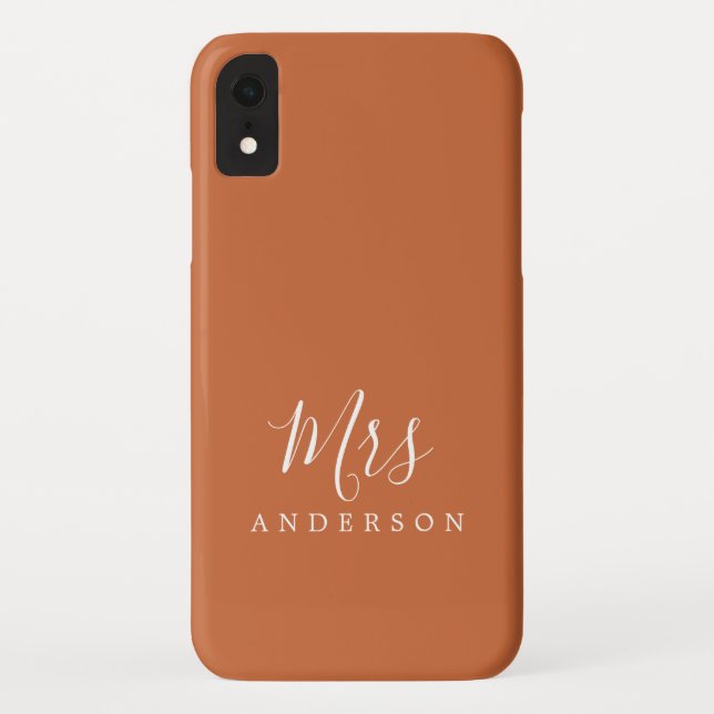 Future Mrs Burnt Orange Chic Script Bride Case-Mate iPhone Hülle (Rückseite)