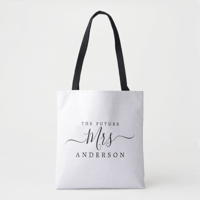 Future Mrs. Chic Script Individuelle Name Bride To Tasche (Vorderseite)