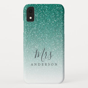 Future Mrs Emerald Green Glitzer Chic Script Bride Case-Mate iPhone Hülle