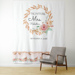 Future Mrs Gold Floral Backdrop Brautparty Wandteppich