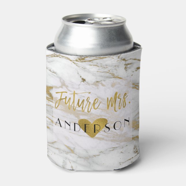 Future Mrs Gold Foil and White Marble Bride Dosenkühler (Kanne Vorderseite)