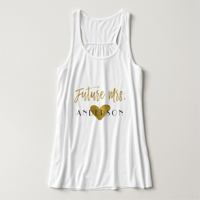 Future Mrs Gold Foil and White with Heart Tank Top (Design Vorderseite)