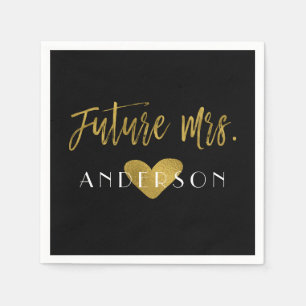 Future Mrs Gold Foil mit Heart Bride Napkins Serviette