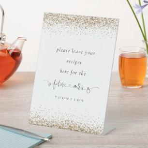 Future Mrs Gold Glitzer Brautparty Rezepte Sockelschild