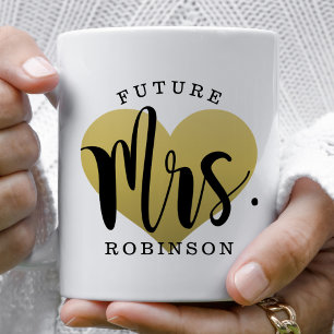 Future Mrs Gold Heart Custom Wedding Monogram Kaffeetasse