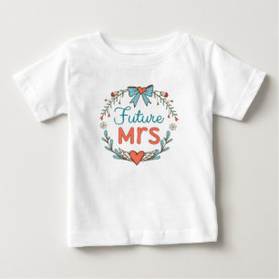 Future Mrs. Hearts Blume Verlasst Red Blue Baby T-shirt
