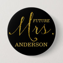 Future Mrs. Imitate-Glitzer Gold & Black Button