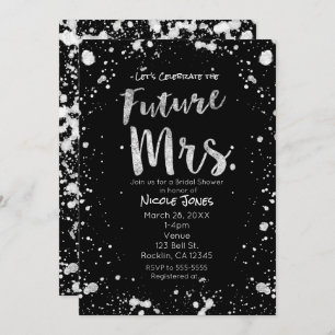 FUTURE MRS. Invitation à la douche nuptiale noire 
