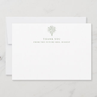 Future Mrs Line Art Floral Brautparty Sage Dankeskarte