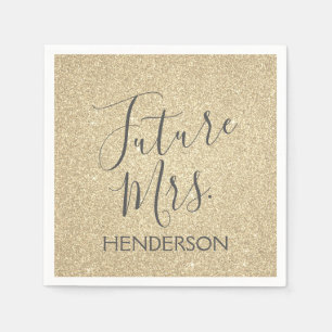 Future Mrs Luxury Gold Sparkle Glitzer Serviette