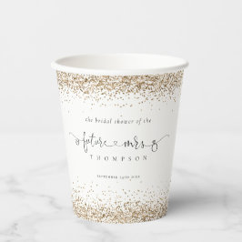 Future Mrs Name Gold Glitzer Brautparty Pappbecher