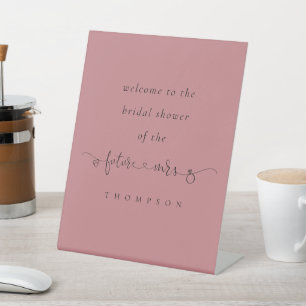 Future Mrs Name Script Pink Welcome Brautparty Sockelschild