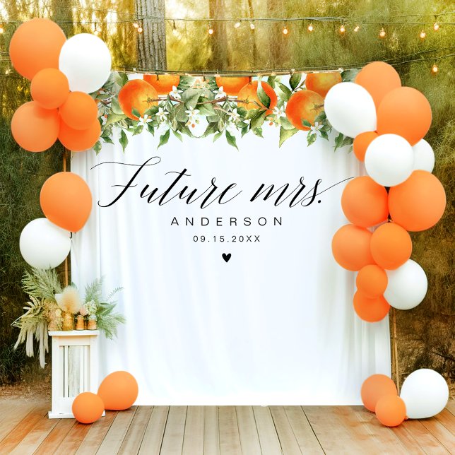 Future Mrs Orange Brautparty Backdrop Wandteppich (Von Creator hochgeladen)