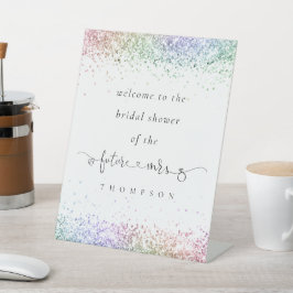 Future Mrs Rainbow Glitzer Welcome Brautparty Sockelschild