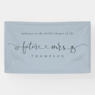 Future Mrs Ring Hearts Dusty Blue Brautparty Banner