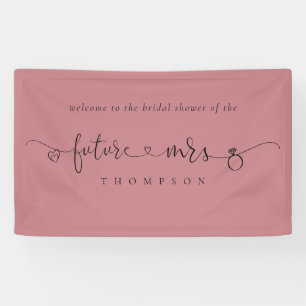 Future Mrs Ring Hearts Dusty Rose Brautparty Banner