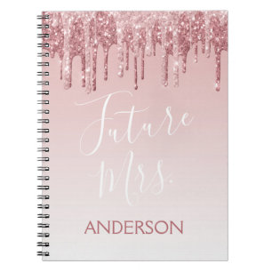 Future Mrs Rose Gold Blush Pink Sparkle Glitzer Notizblock