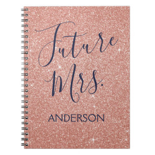 Future Mrs Rose Gold Blush Pink Sparkle Glitzer Notizblock