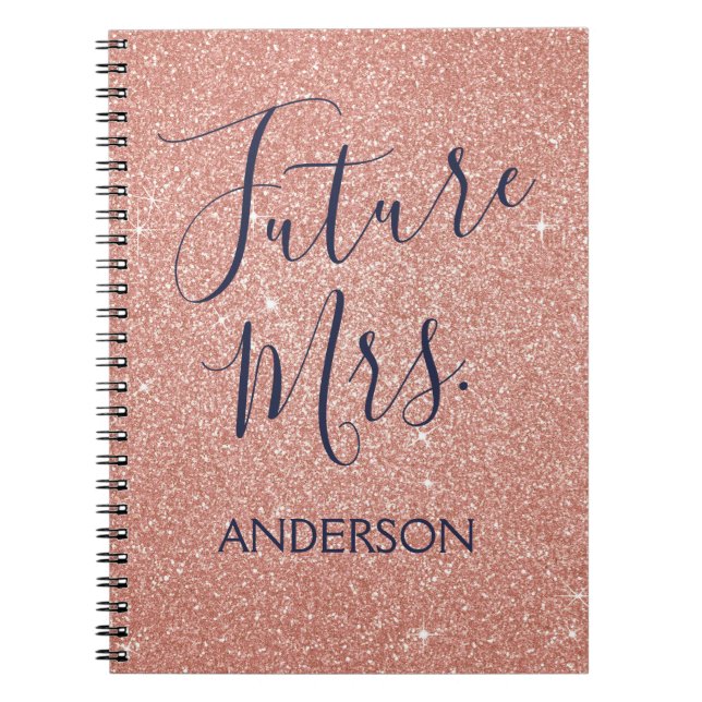 Future Mrs Rose Gold Blush Pink Sparkle Glitzer Notizblock (Vorderseite)