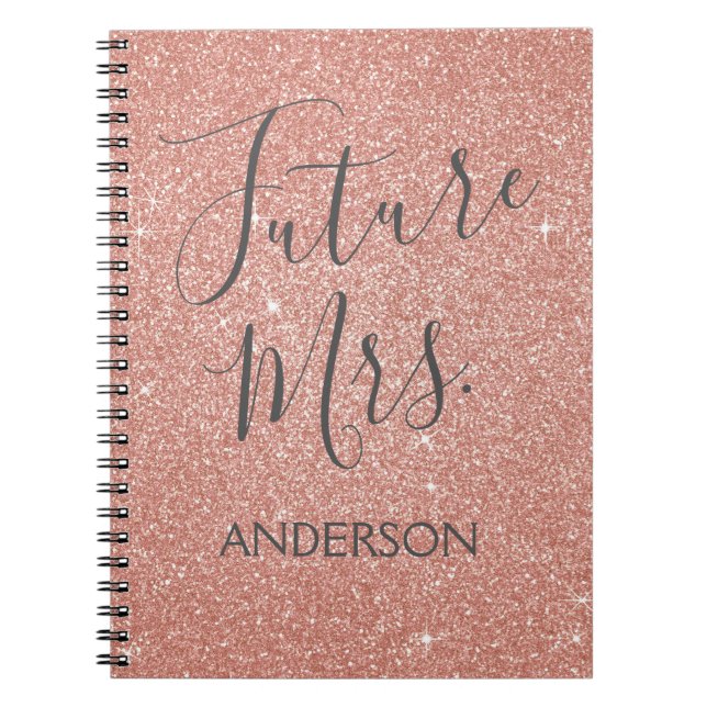 Future Mrs Rose Gold Blush Pink Sparkle Glitzer Notizblock (Vorderseite)